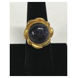 Badavici Gold Tone Ring Marked 925 Purple Starry
