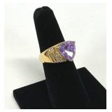 Ross Simons Lab Amethyst 925 Gold Marked Ring