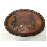 Handmade Handtooled Leather Belt Buckle