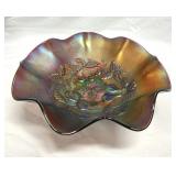 Northwood 3 Fruits Amethyst Carnival Glass Bowl