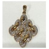 2-Tone Pendant Marked 925 & CZ Pierced Earrings