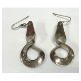 Twisted Drop Earrings Marked Mexico 925 Silvertone