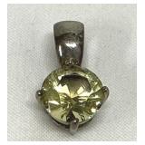 Green Stone Sterling Silver Pendant Marked 925