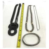 Marcasite Bracelet, Silver & Black Tone Necklaces