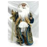 18' Santa with Staff Gold & Teal Father Christmas