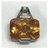 Ross Simons Silvertone Pendant Marked 925 CZ Topaz