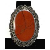 Agate Ring Marked 925 Size 7 Sterling Silver Tone