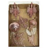 Christmas Ornaments Pink Glitter Chandeliers, Etc
