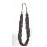 Multi-Strand Seed Beads Purple Necklace 32'