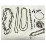 Silver Tone Fashion Jewelry Lot Necklaces & More