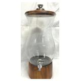 Teak and Glass Beverage Dispenser 20.75' tall