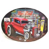 Metal Wall Decor Sign 'Hot Rod Garage' Oval