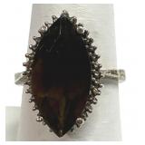 Smoky Quartz Cocktail Ring Sterling Silver 925