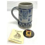 Rowe Pottery Salt Glaze Stoneware Stein & Pin