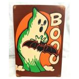 BOO Ghost & Bat Metal Wallhanging Sign 8'x12'