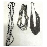 Fashion Jewelry Lot Black & Silver Tone Necklaces