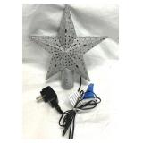 Indoor Glitter Lighted Silver Star LED Tree Topper