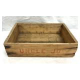 Rare Vintage 'Uncle Jo' Wooden Soda Crate 1920's