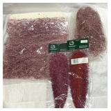 Pink Glitter Netting & Feather Picks Decorations
