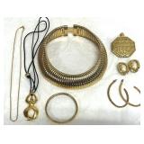 Gold Tone Jewelry Lot Necklaces, Bracelets, More