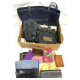 Box of Assorted Purses, Wallets, Cosmetic Bags