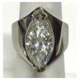 Clear CZ Stone Sterling Solitaire Ring 925 Size 5