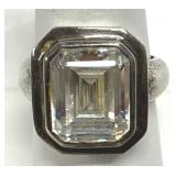 Clear CZ Stone Sterling Statement Ring 925 Sz 7.5