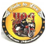 Metal Wall Decor Sign 'Ride to Live' Mean Machine
