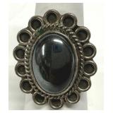 Mexican Sterling Silver Hematite Stone Ring 925