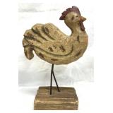 Wood Hand Carved Rooster Rustic Decor Figurine