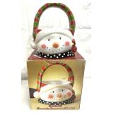 Ceramic Snowman Basket in Original Box