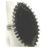 Smoky Quartz Stone Sterling Silver Ring 925 Sz 7.5