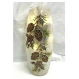 Glass Pinecone Light Up Vase w/White Pine 9.75't