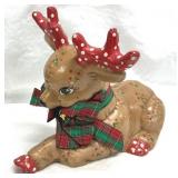 Ceramic Painted Reindeer Figurine 7't x 9.75'l