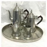 Vtg Meeuws Pewter Holland 5 Pc Tea Coffee Set