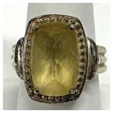 Citrine CZ Stone Sterling Silver Ring 925 Size 8