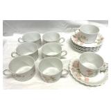 Haviland Limoges Dumont Cups & Saucers S/8
