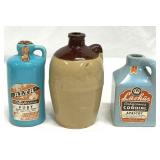 Miniature Stoneware Liquor Bottles & Brown Jug