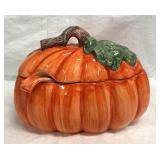 Ceramic Pumpkin Shaped Soup Tureen w/Ladle & Lid
