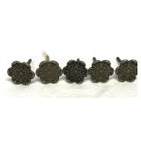 S/5 Metal Pier 1 Imports FLOWER Shape Drawer Knobs