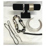 Fashion Jewelry Silver Tone & Black Necklaces