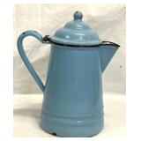 Robin Egg  Blue Coffee Pot Enamelware 8.5' Tall