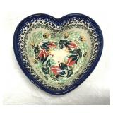 Unikat Polish Pottery Signed Heart Shaped Dish