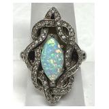 Infinity Celtic Crystal Stone Opal Center Ring 925