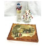 Christmas Tree & Snowman Night Lights, Wood Plaque