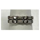 Pair Sterling Silver Stackable Rings Baguettes 925