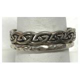 Pair Sterling Silver Band Rings 925 Size 8