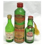 Green Glass Empty Mini Liquor Bottles Collectible