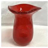 Ruby Red Glass Vase Controlled Bubbles