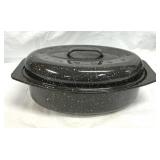Enamelware 13' Black Speckled Roasting Pan w/Lid
